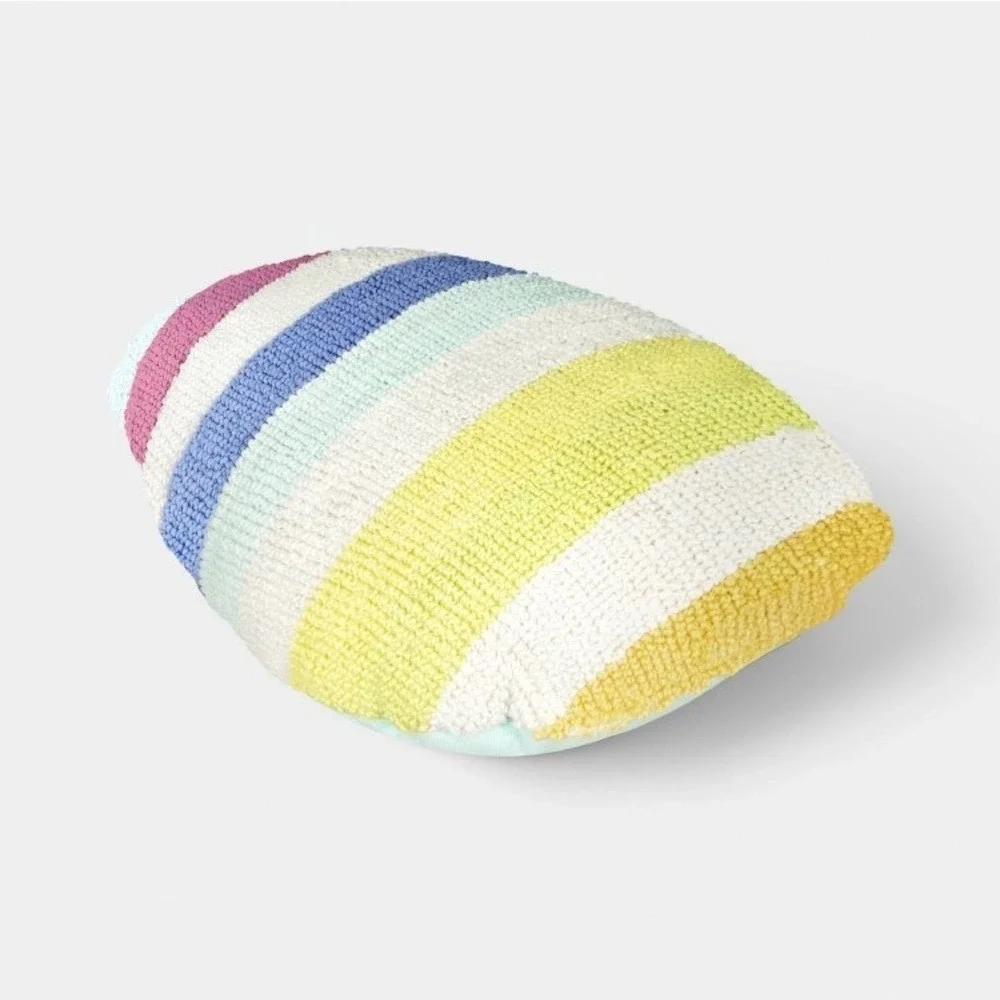 Room Essentials Easter Egg Throw Pillow Pastel Striped Tufted Decorative 16x12.5